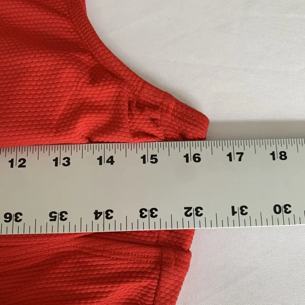 Kona Sol Swimsuit One Piece Women L Red Ruched Padded‎ Vacation Beach Feminine